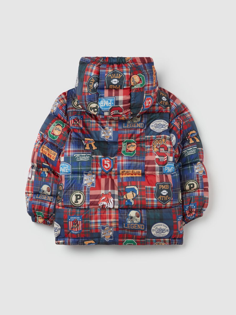 Quilted tartan down jacket with hood_3