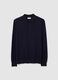 Polo a maniche lunghe in misto cotone e seta blu regular fit_0