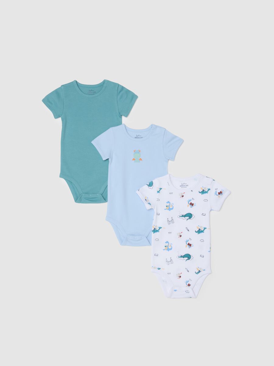 Multicolour pure cotton baby bodysuit tripack_0