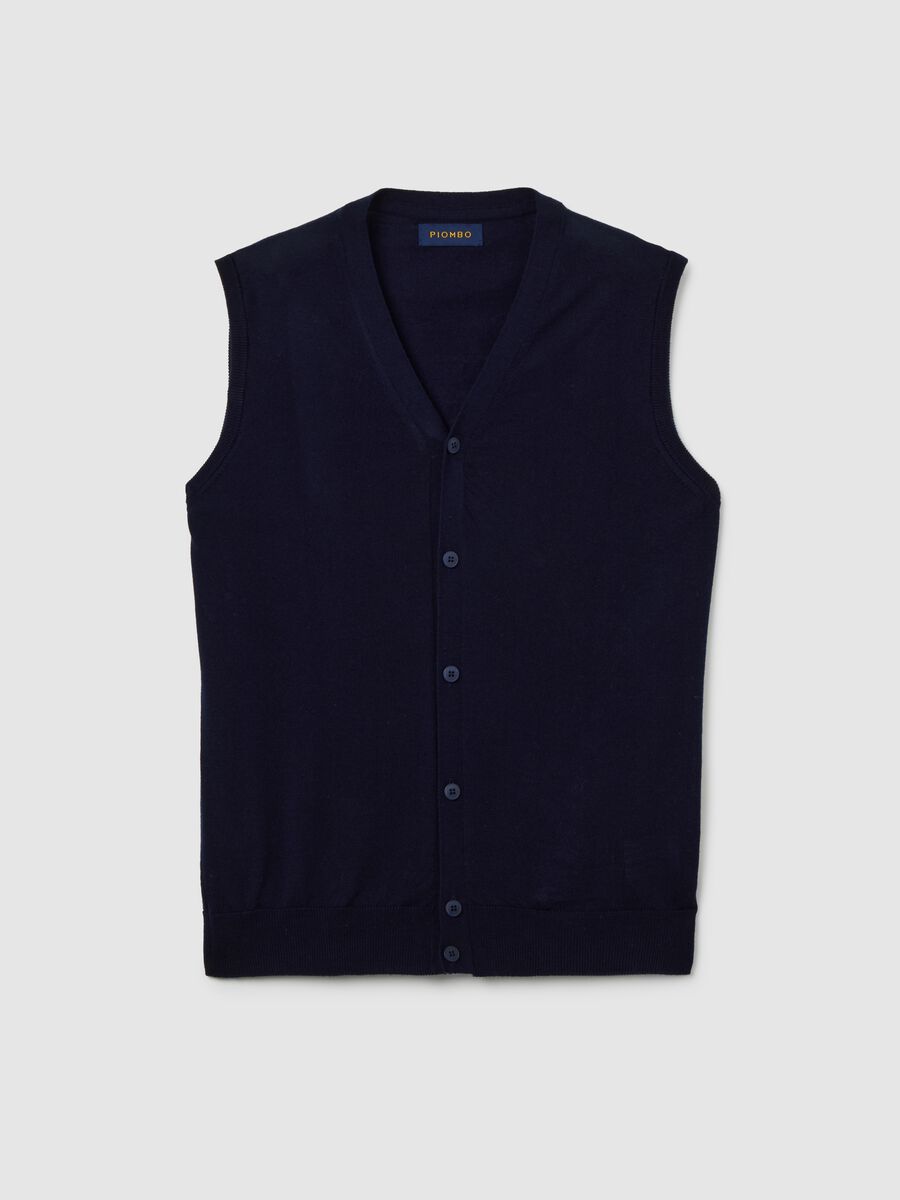 Gilet in pura lana merino blu regular fit_0