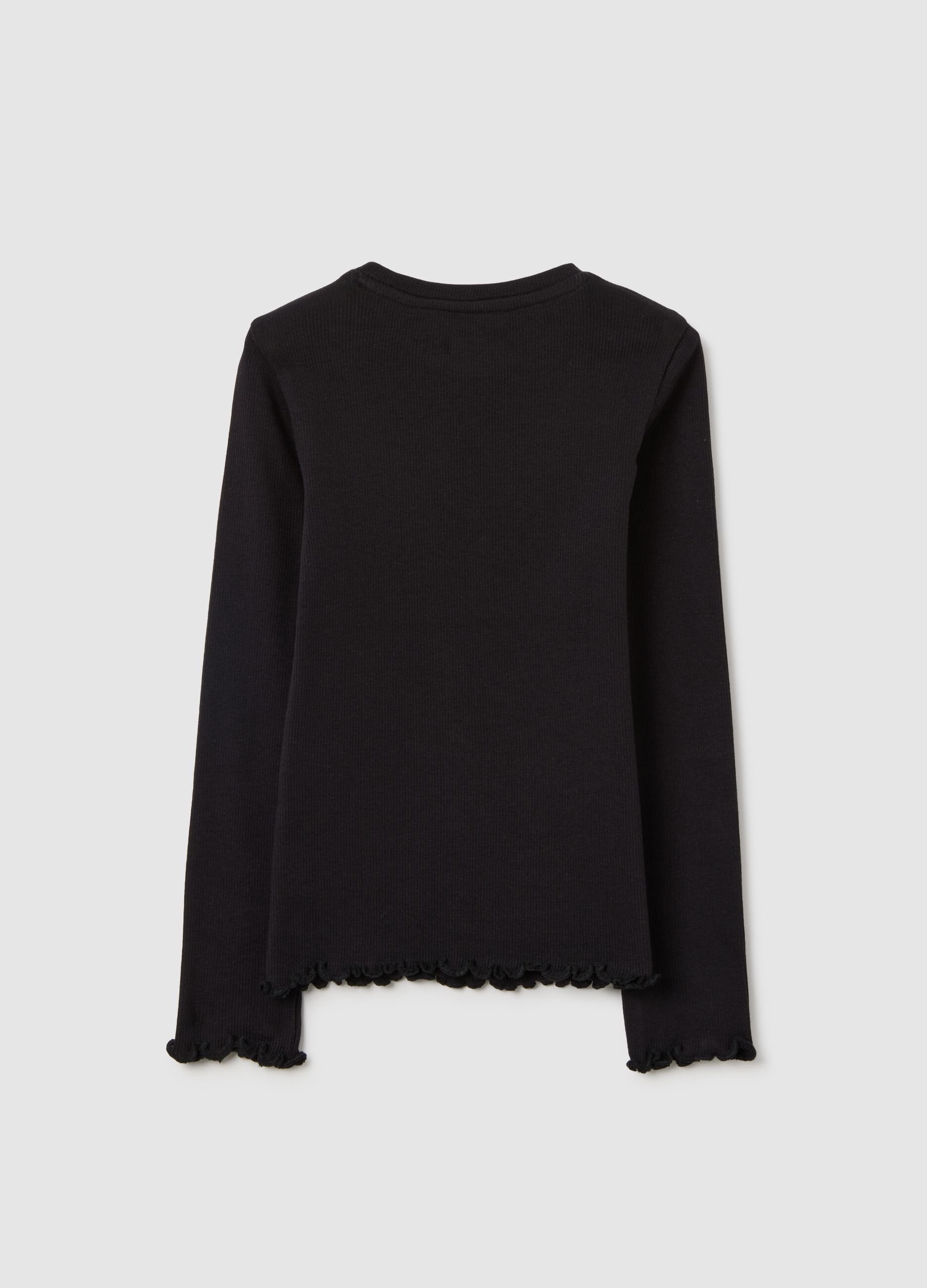 Girls' black regular fit cotton top