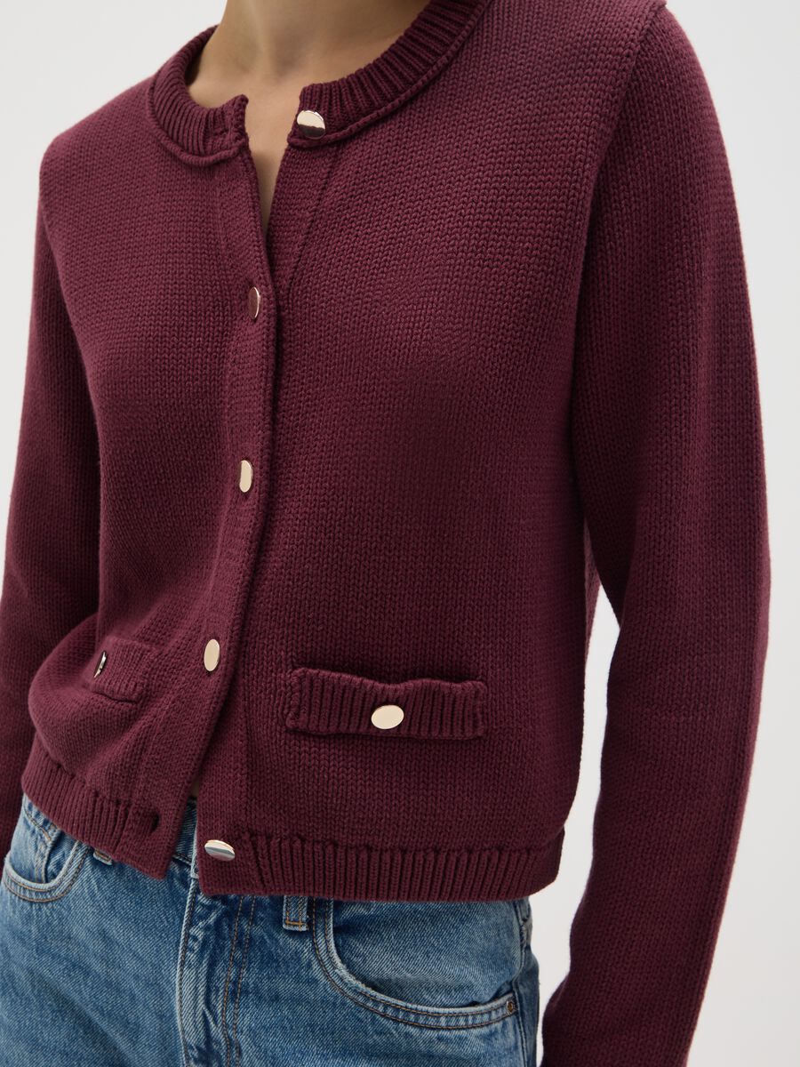 Cardigan in puro cotone viola regular fit_3