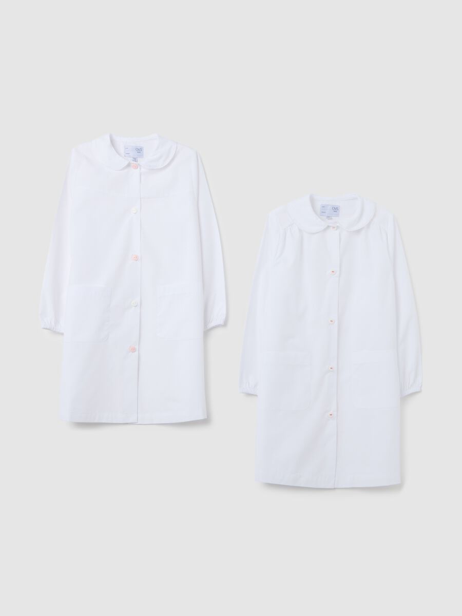 Girls' school blouse in white cotton blend with buttons_0