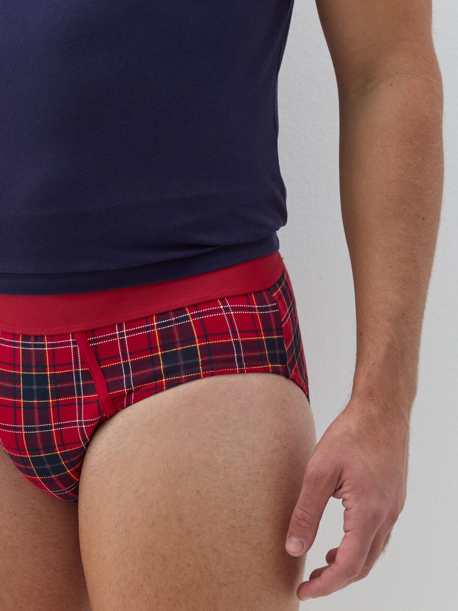 Two-pack briefs in organic cotton with tartan pattern_2