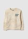 Beige pure cotton regular fit kid's sweatshirt with print_0