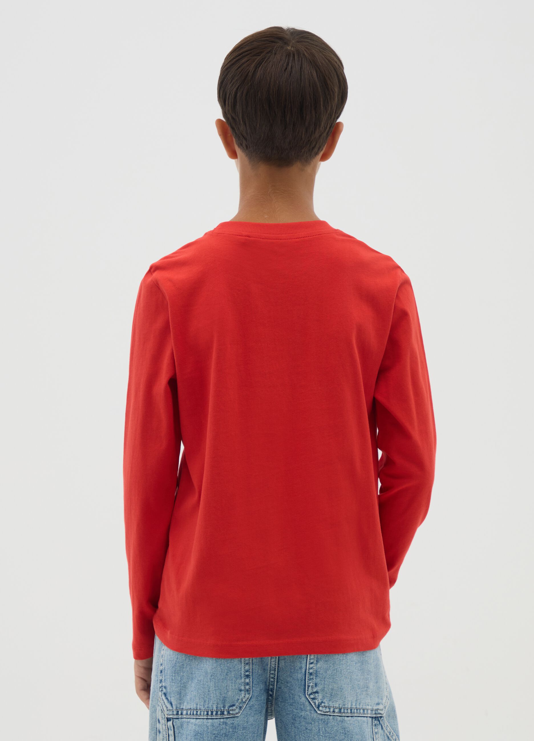 Boy's red cotton regular fit t-shirt