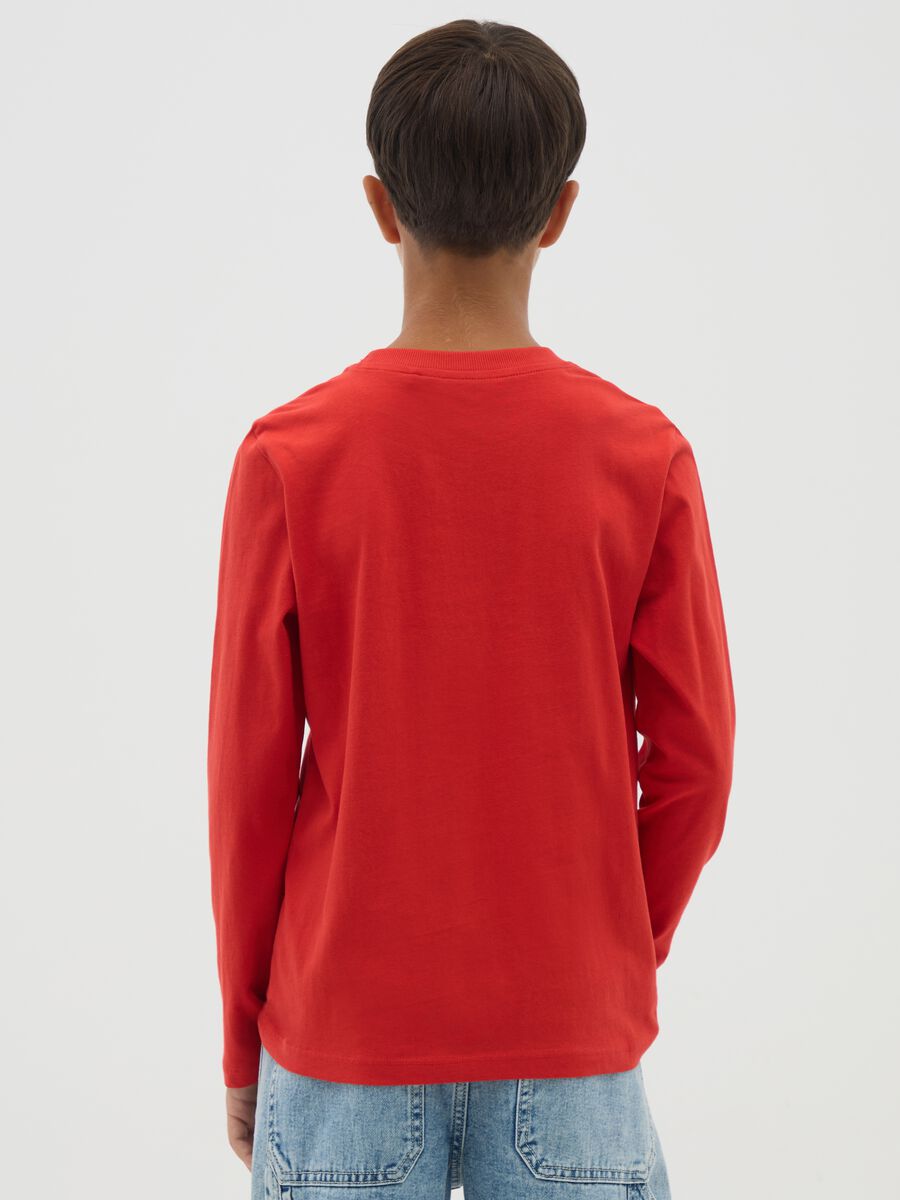 Boy's red cotton regular fit t-shirt_1