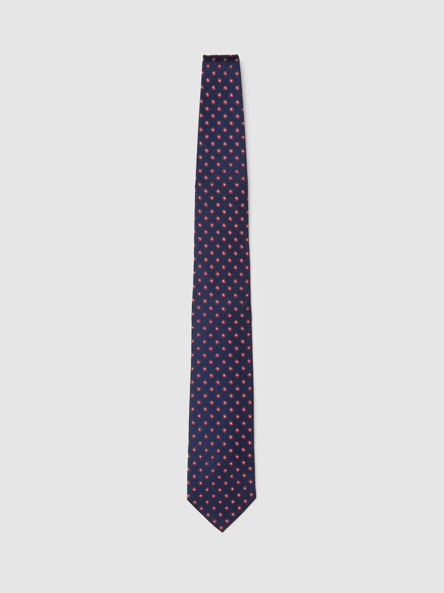 Blue Silk Tie with Polka Dot Pattern_1