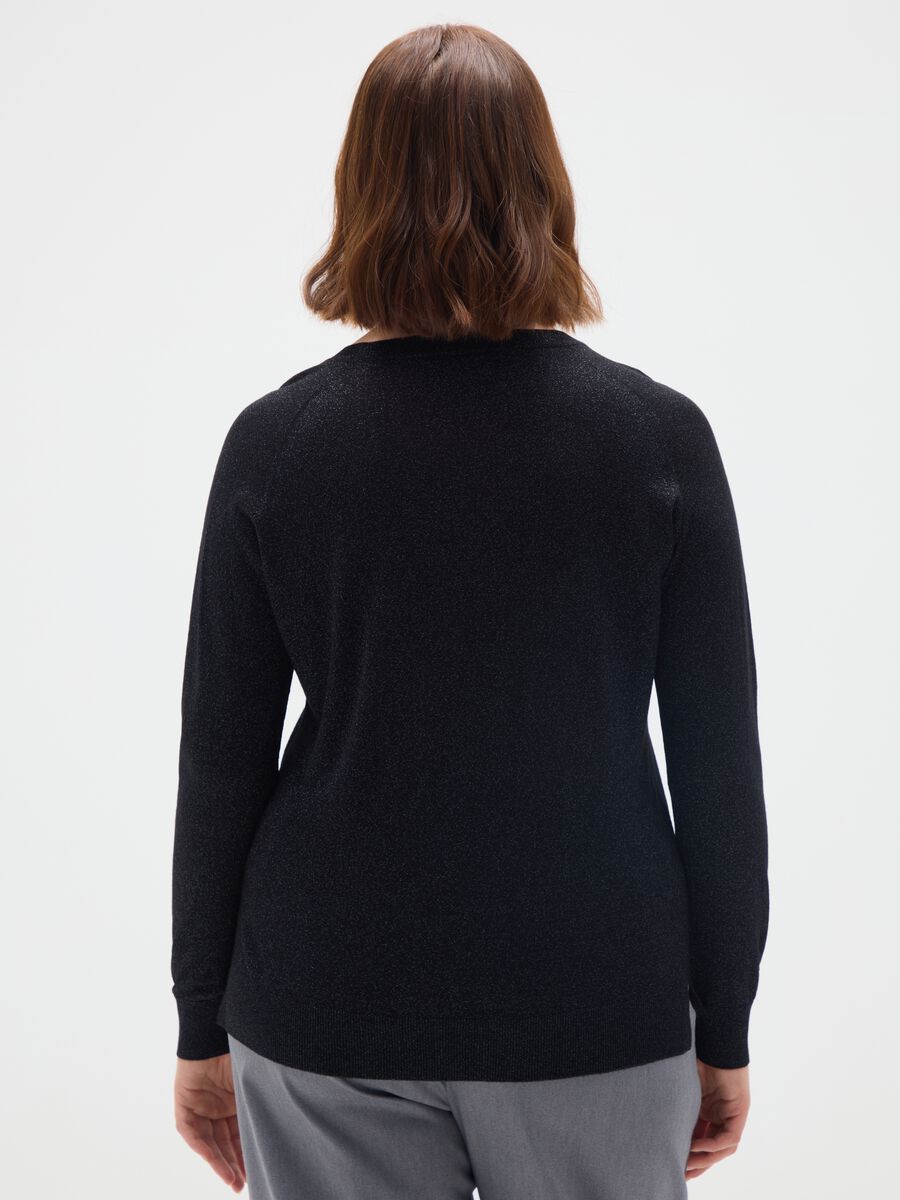 Black sweater with round neck and regular fit_3
