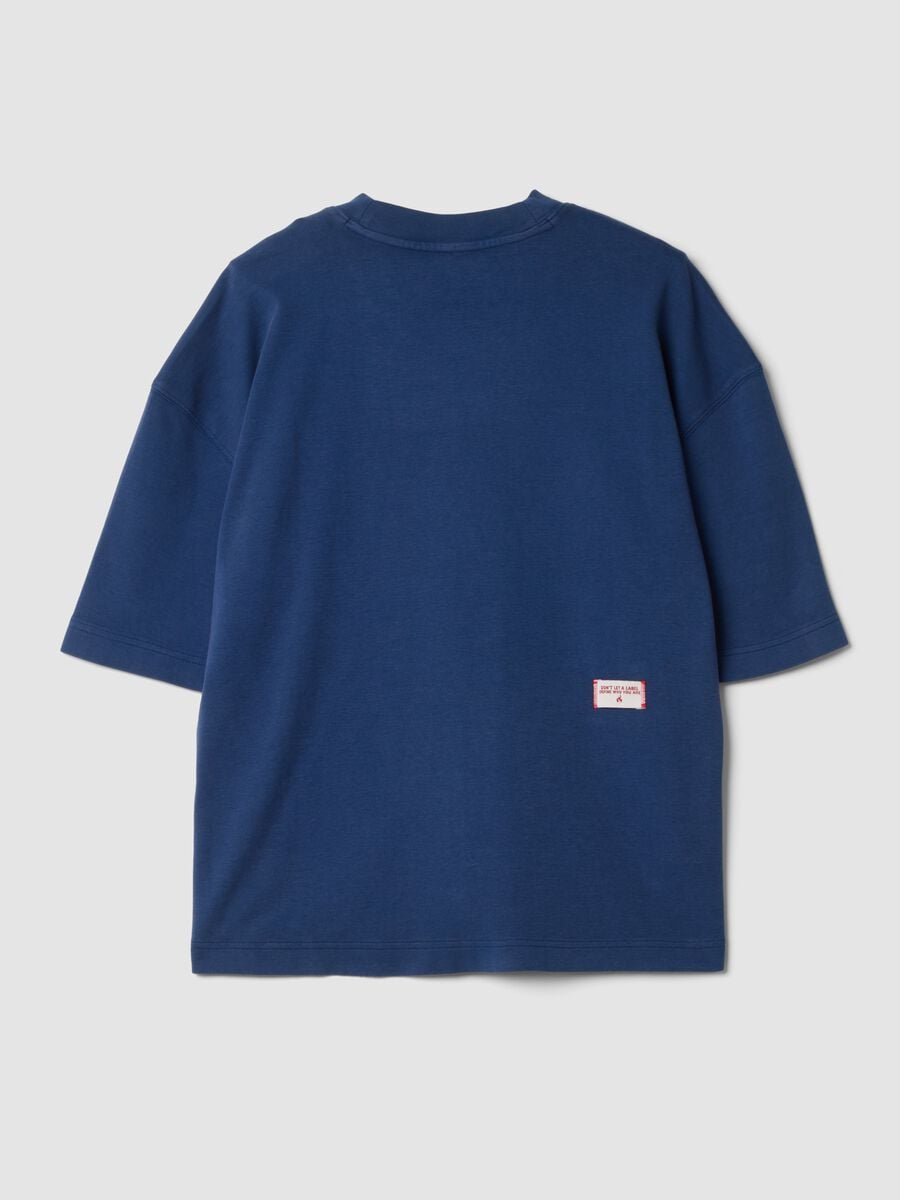 Blue crew-neck pure cotton boxy-fit T-shirt_6