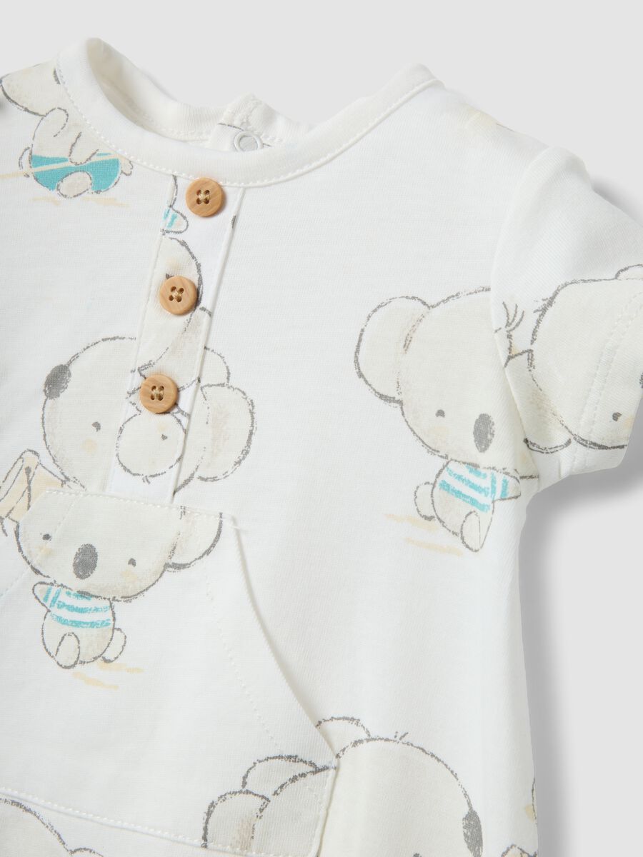 White pure cotton baby romper with prints_2