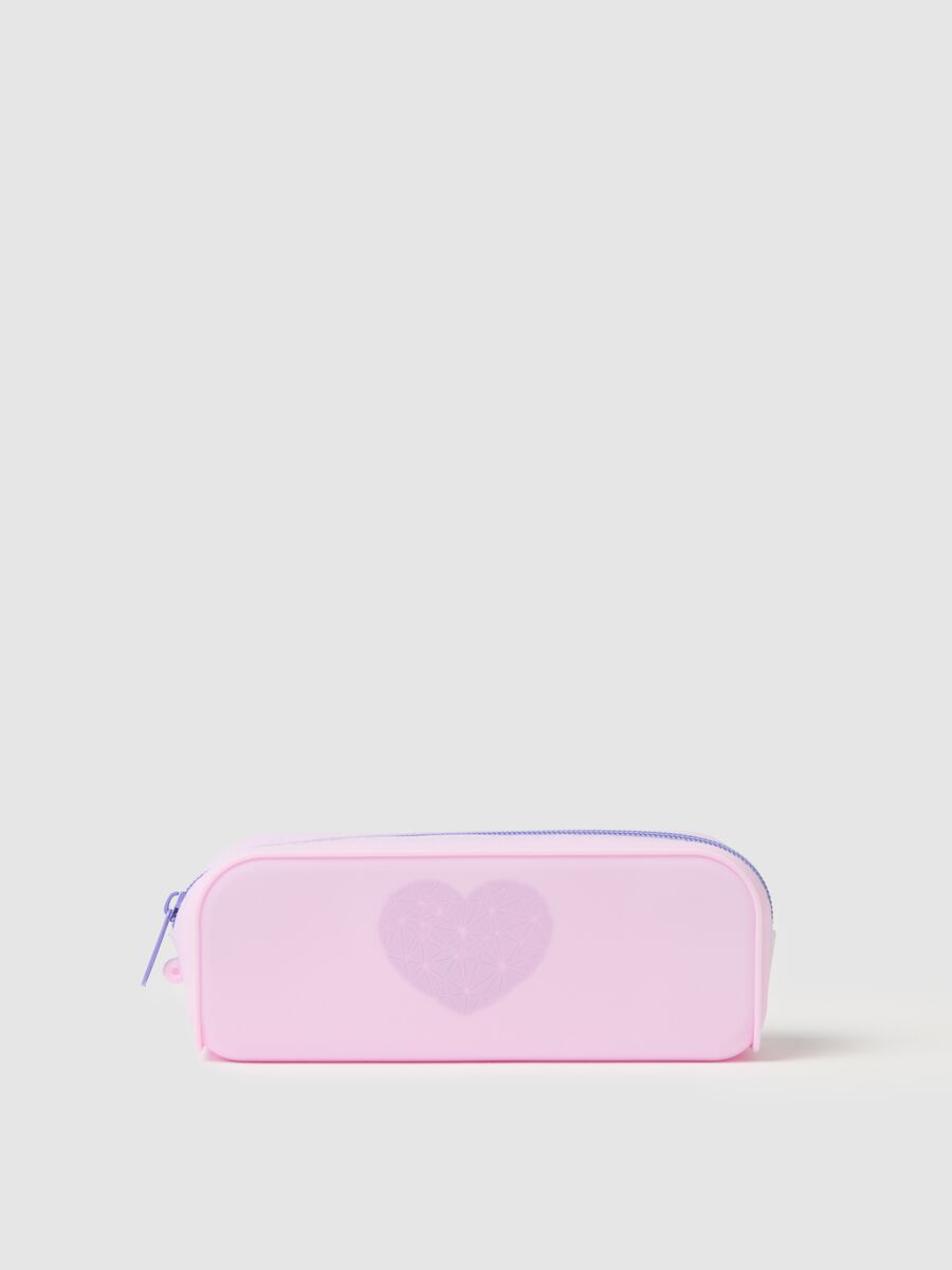 Pink silicone case with heart design_0