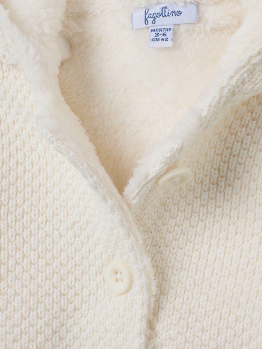 Girl's white cotton coat regular fit_2