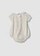 White pure organic cotton bodysuit with collar and floral print_1