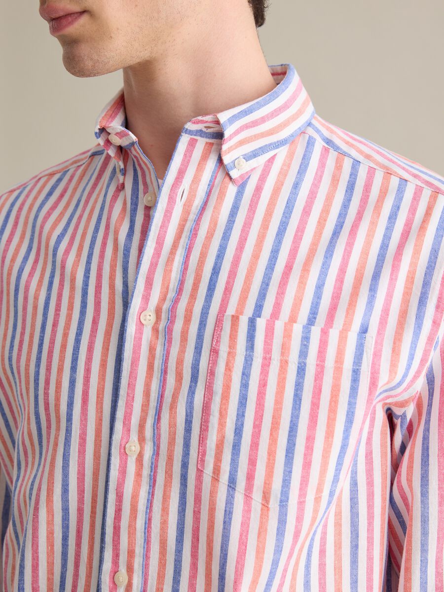 Multicoloured striped shirt in linen and cotton_2
