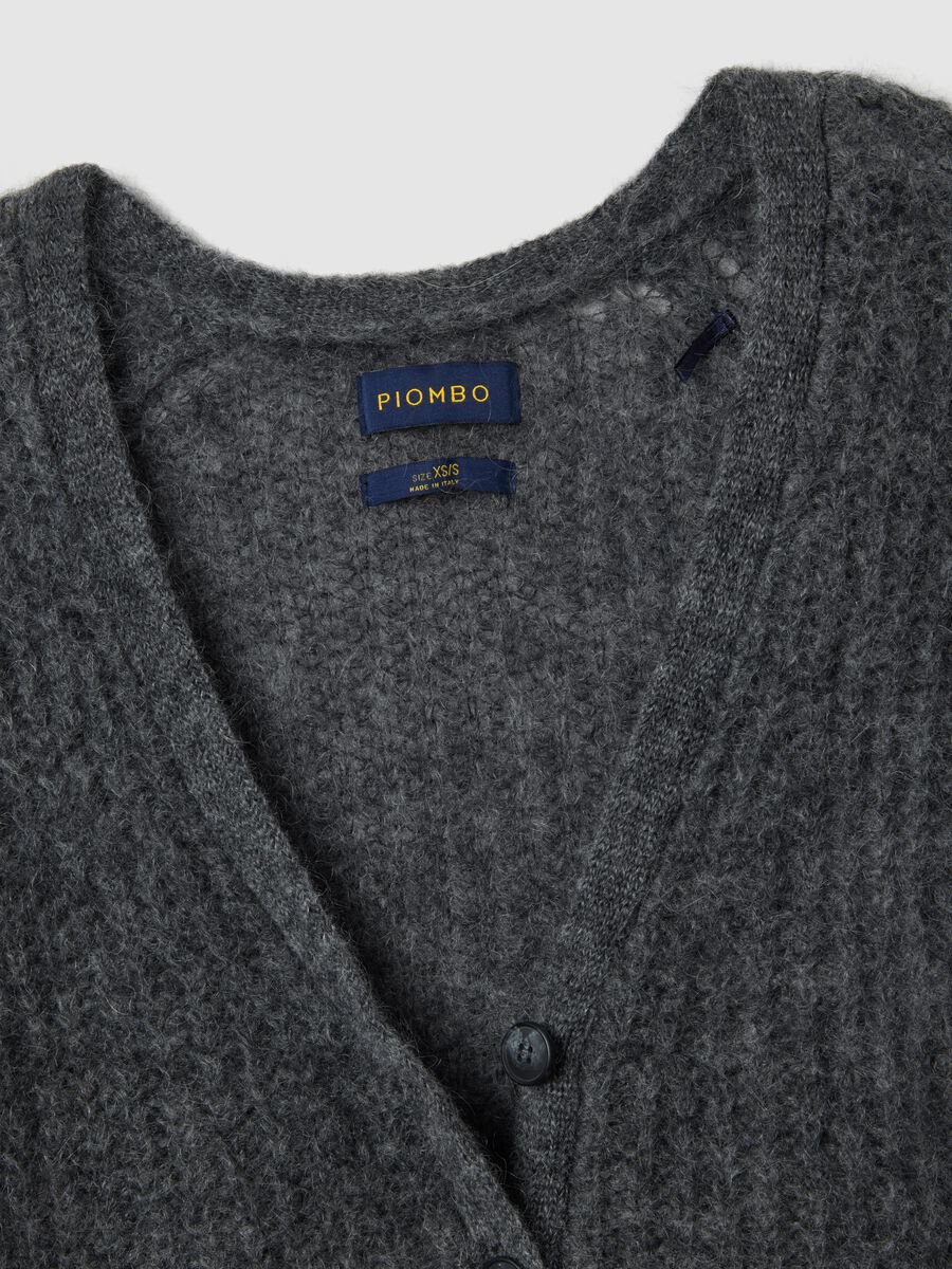 Cardigan deep V grigio vestibilità oversize_1