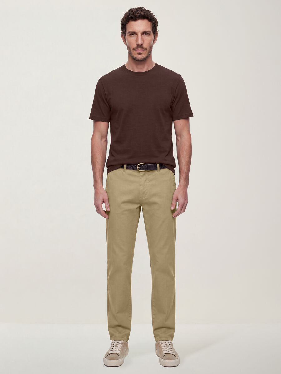 Brown pure cotton regular-fit short-sleeve T-shirt_1