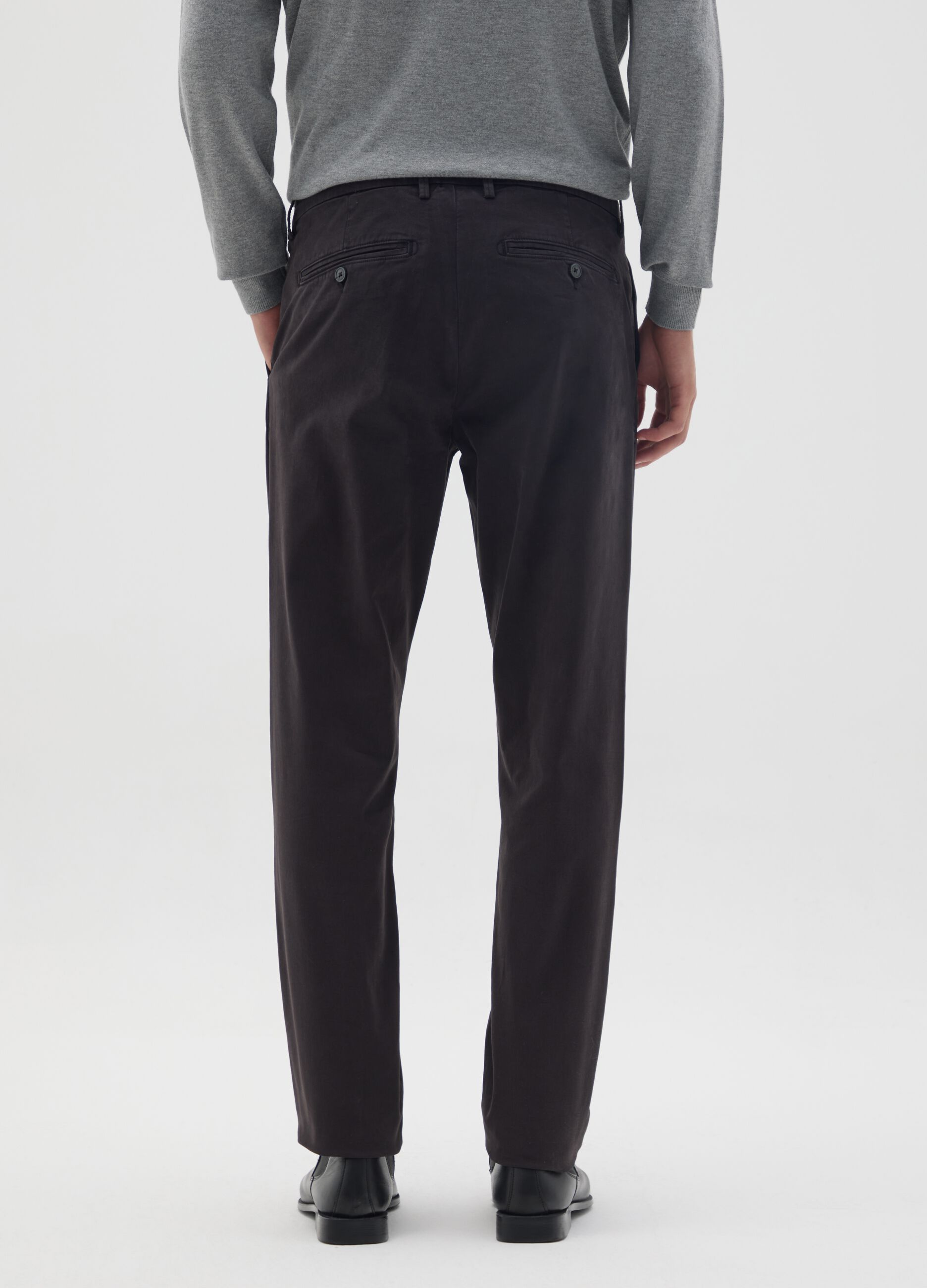 Black Slim Fit Stretch Cotton Trousers