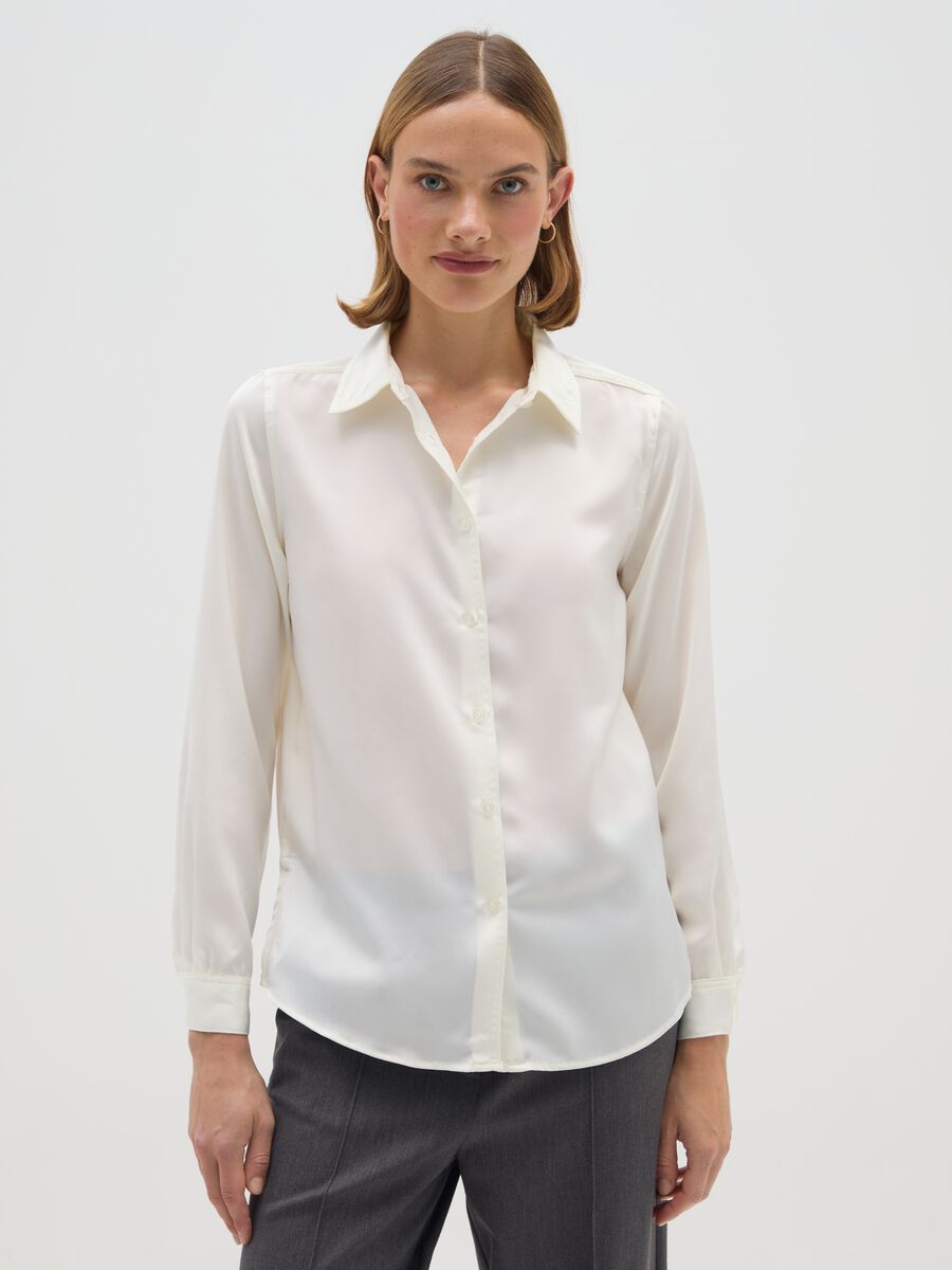 White Satin Shirt Regular Fit_0
