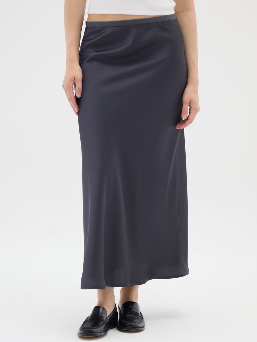 Grey Satin Long Skirt_1
