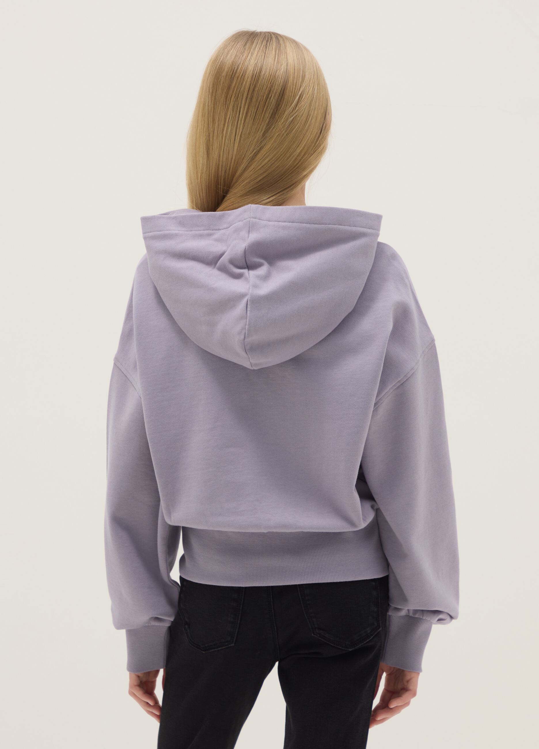 Girls' Pure Cotton Purple Hoodie with Relaxed Fit