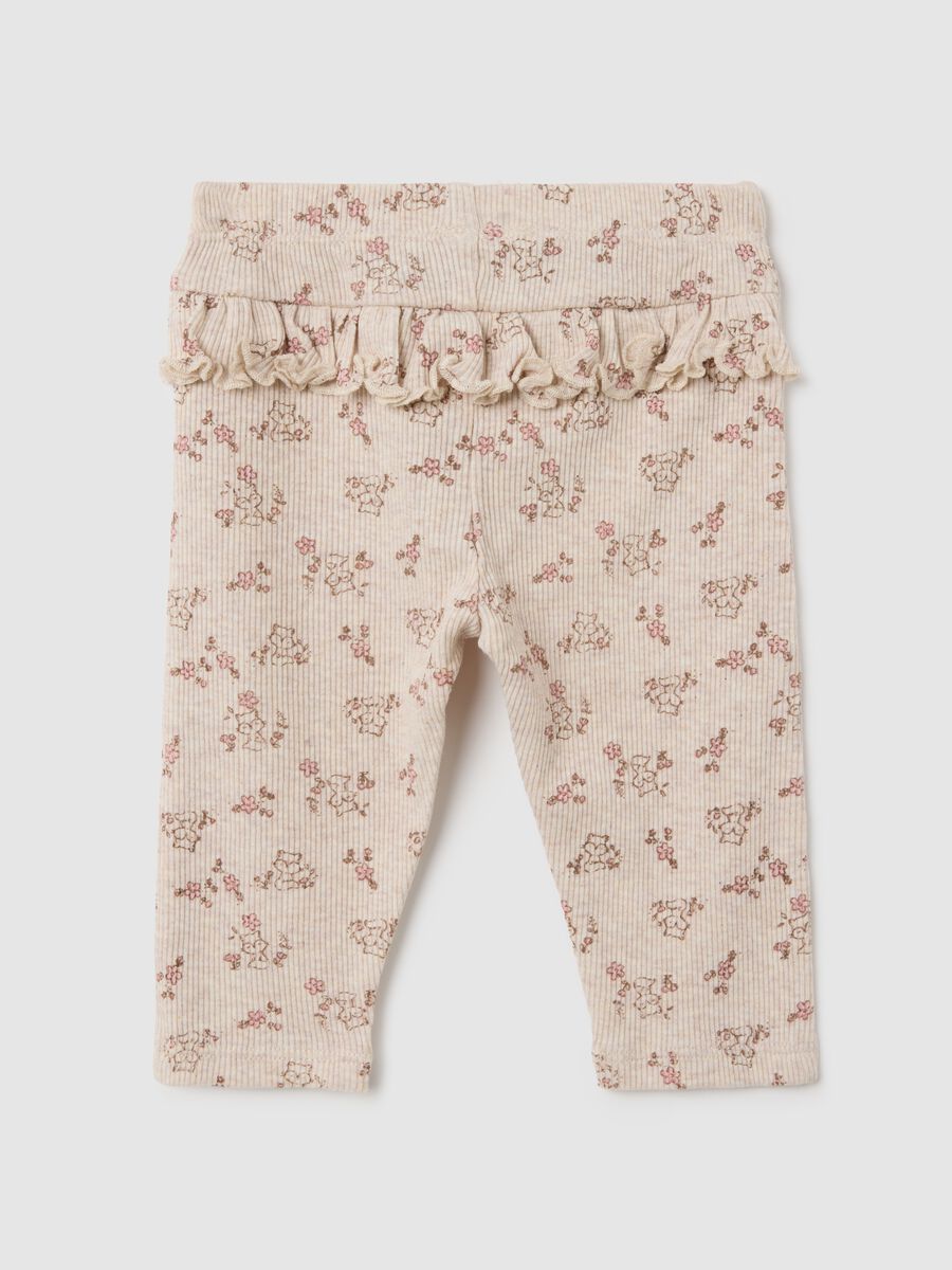 Leggings da neonata in puro cotone beige regular fit_1