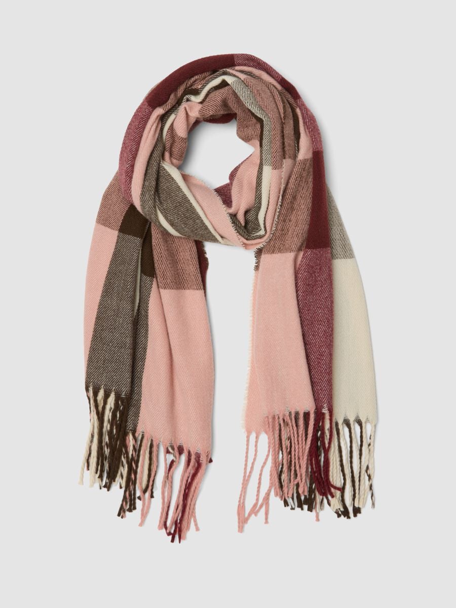Multicolour fringed viscose-blend scarf_0