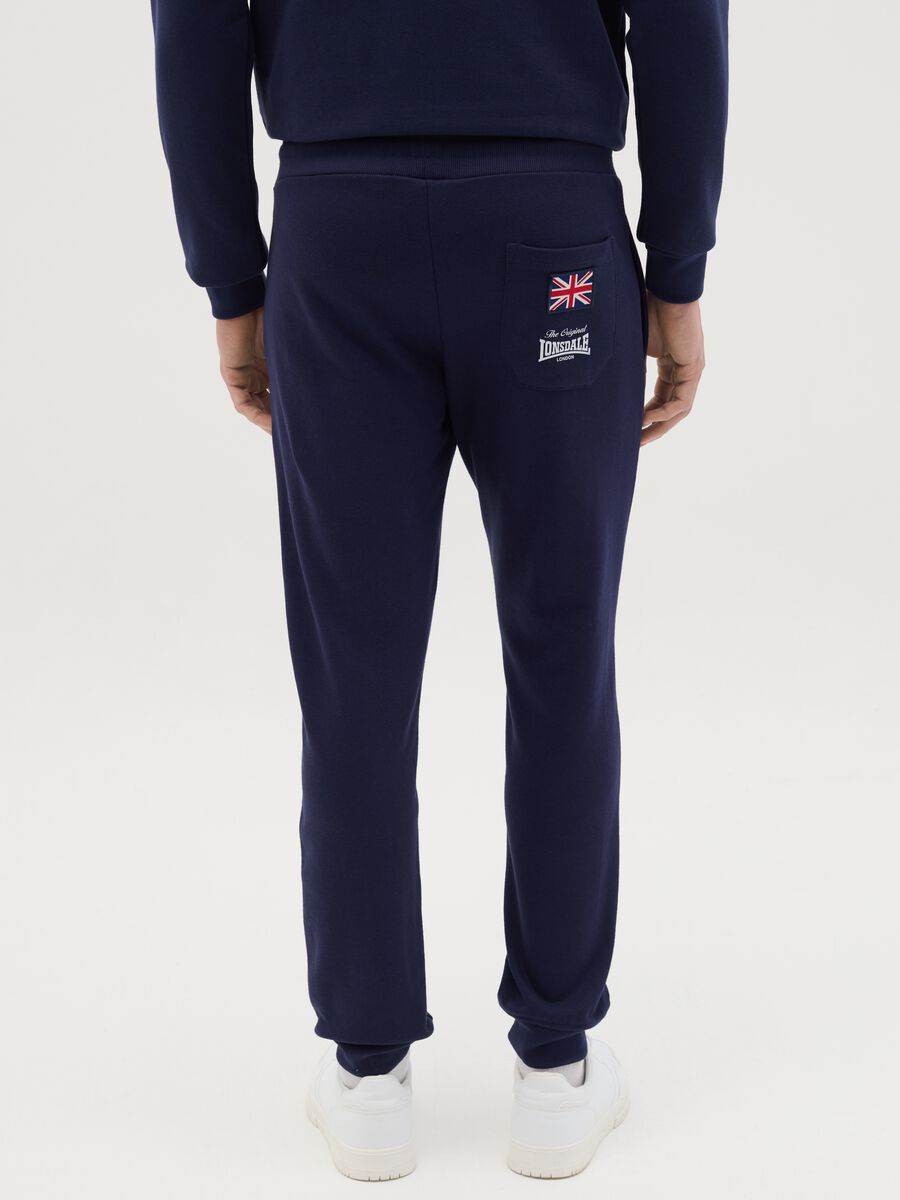 Blue fleece joggers with logo print_3