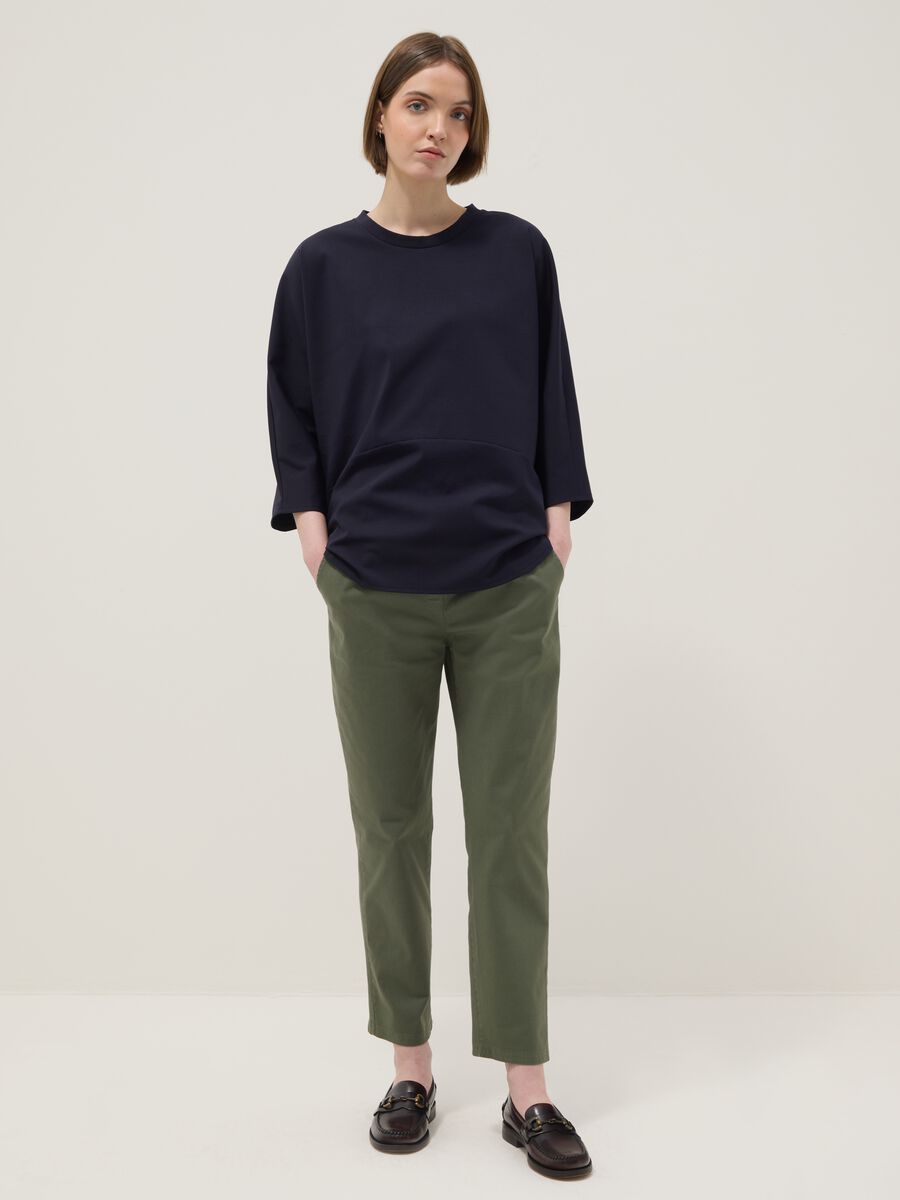 T-shirt in misto cotone elasticizzato blu regular fit_1