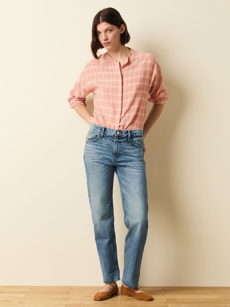 Shirt in crêpe with check pattern_0