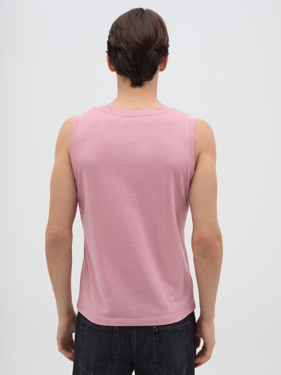 Men's basic pink cotton tank top - regular fit_3