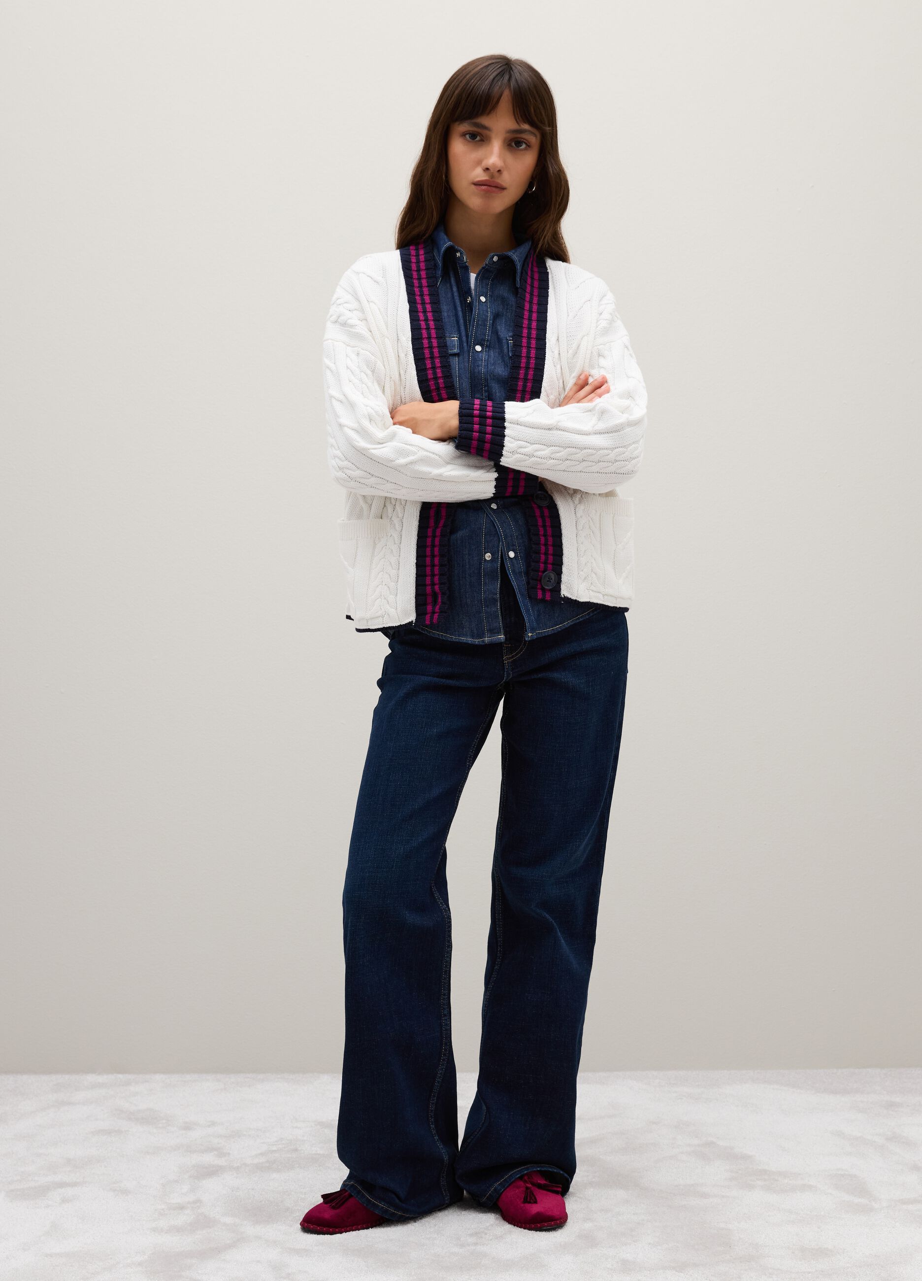 Multicolor pure cotton cardigan regular fit