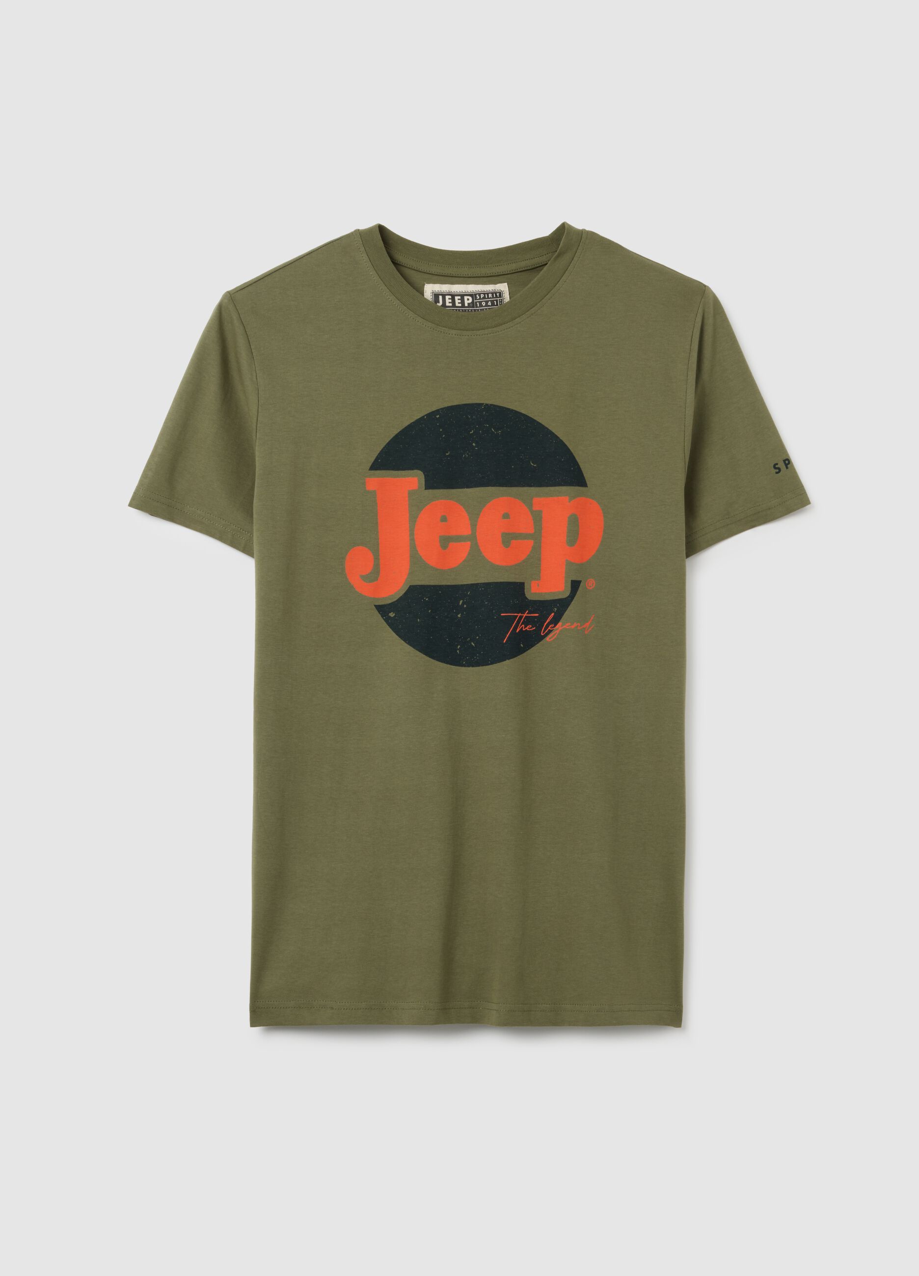 Men's green pure cotton T-shirt regular fit with print