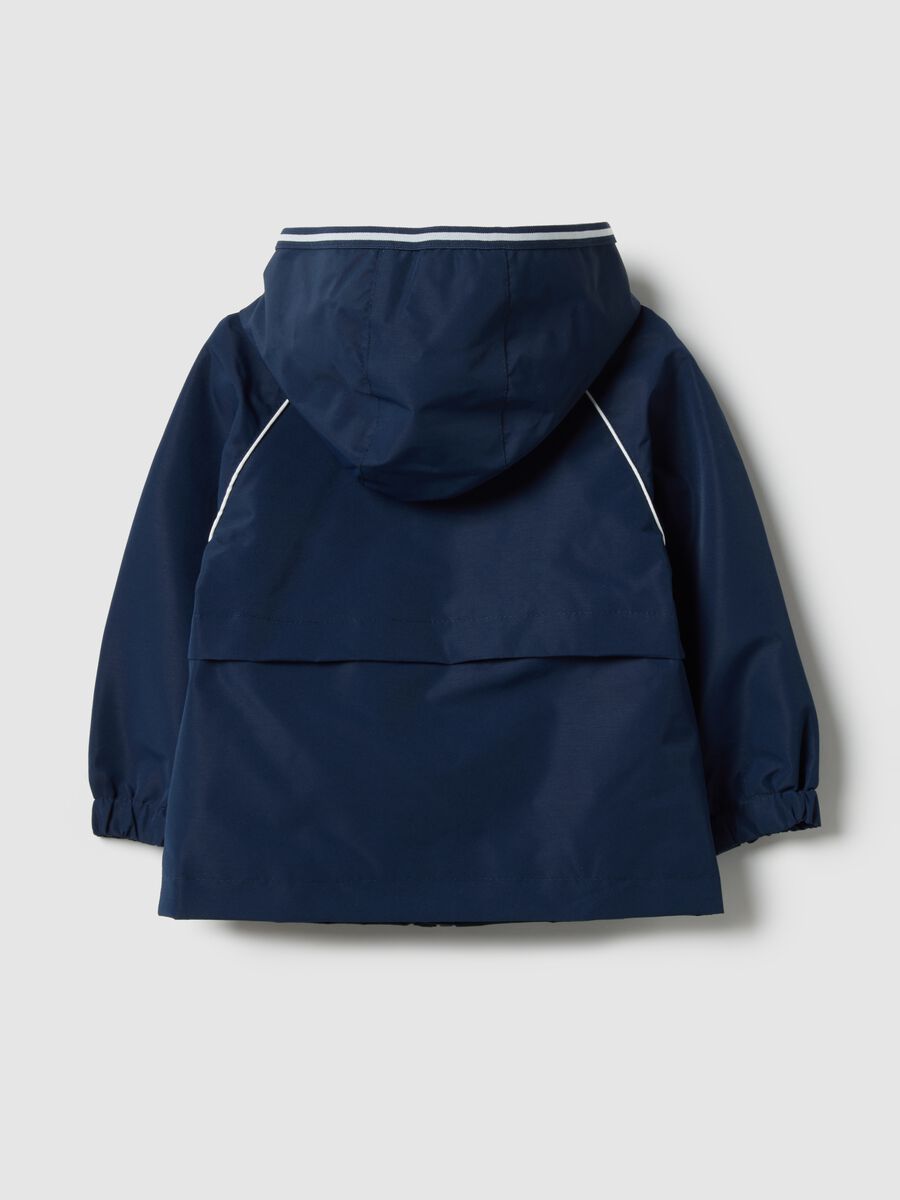 Blue regular fit children's jacket with hood and zip_1