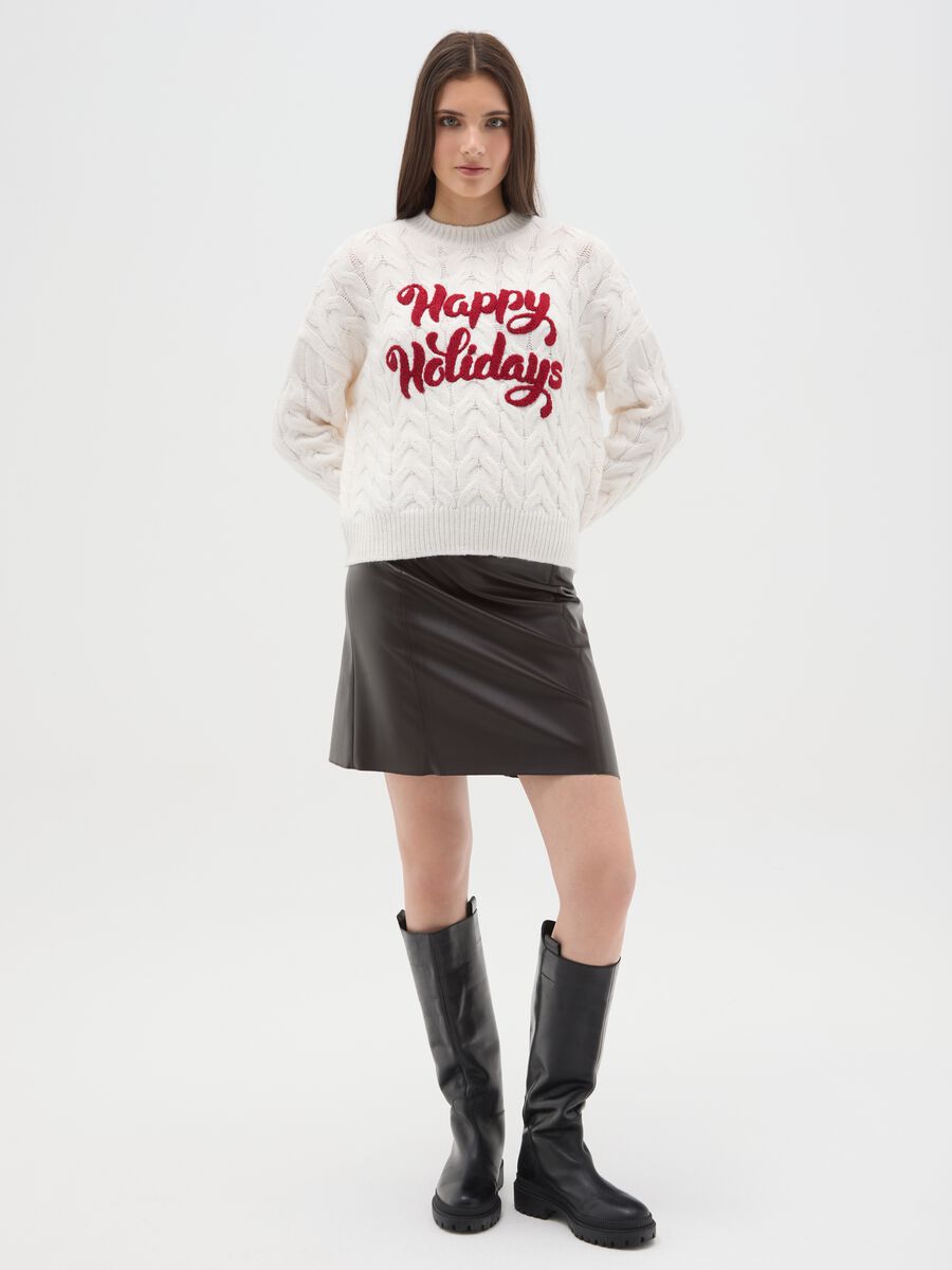 White Christmas Sweater Regular Fit with Writing_2