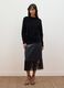 Black midi skirt with fringe hem_0