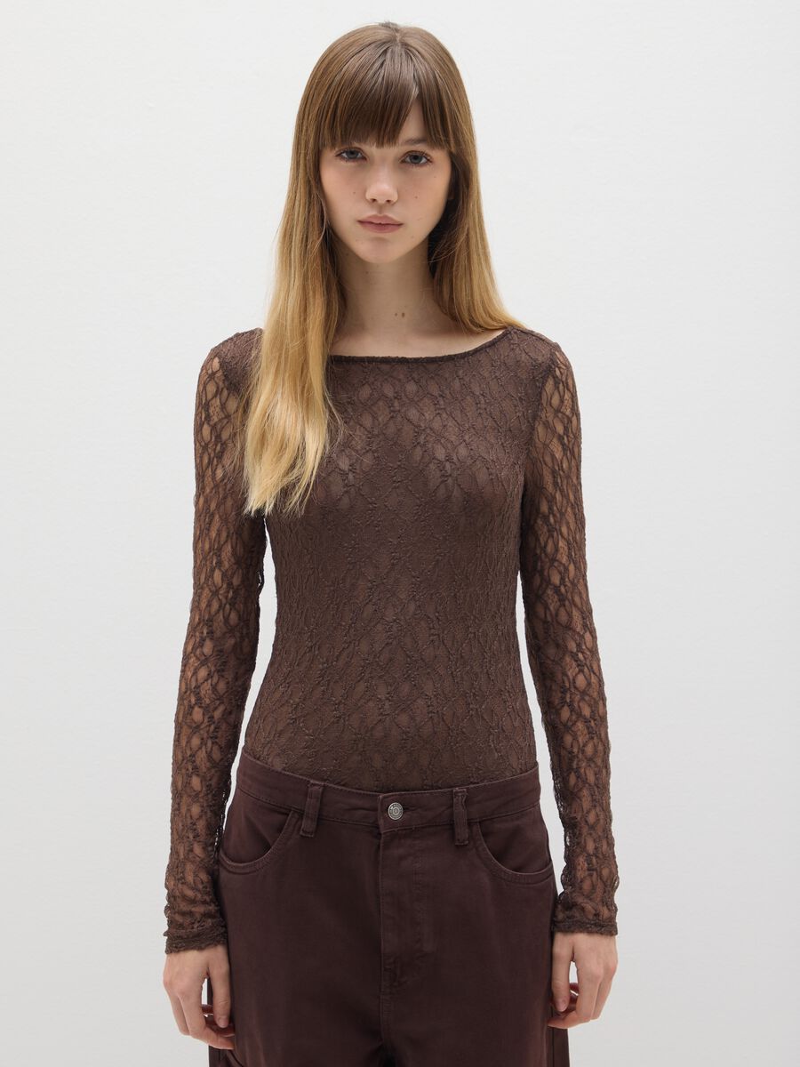 Brown stretch fabric bodysuit_2