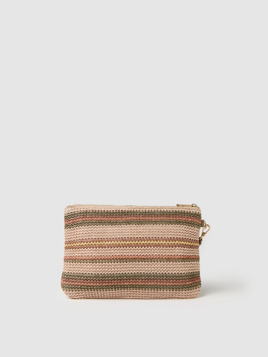 Multicolour striped clutch with strap_1