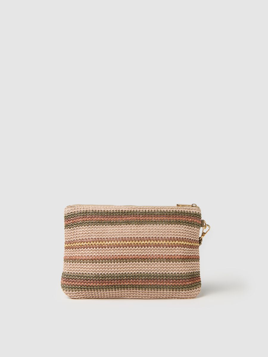 Multicolour striped clutch with strap_1