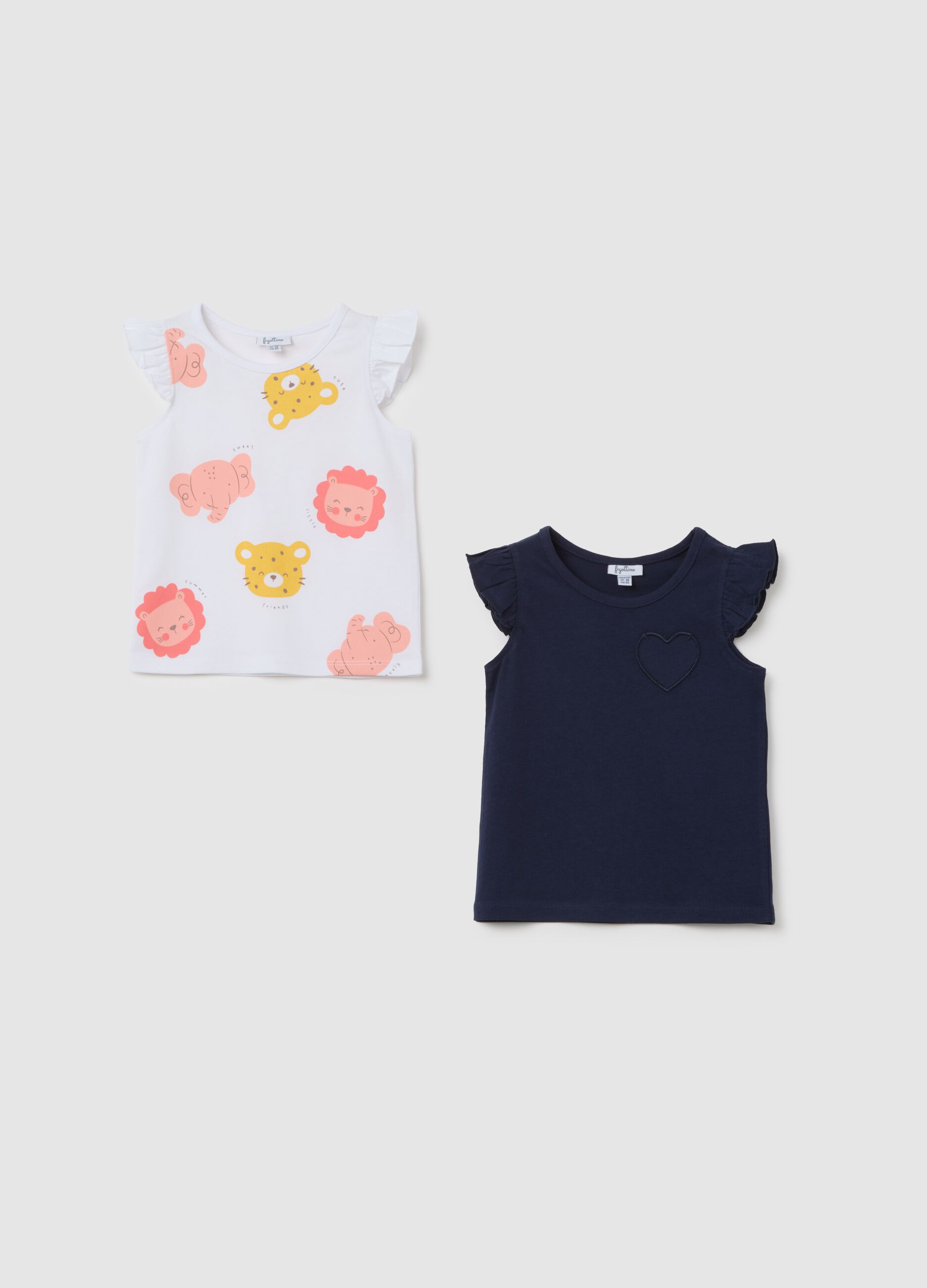 Girl's multicoloured pure cotton T-shirt, regular fit with prints