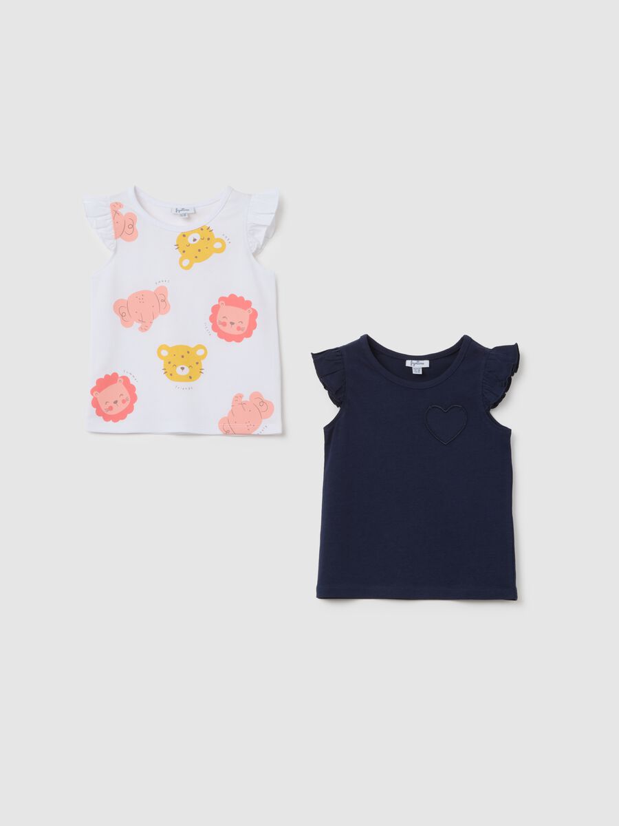 Girl's multicoloured pure cotton T-shirt, regular fit with prints_0
