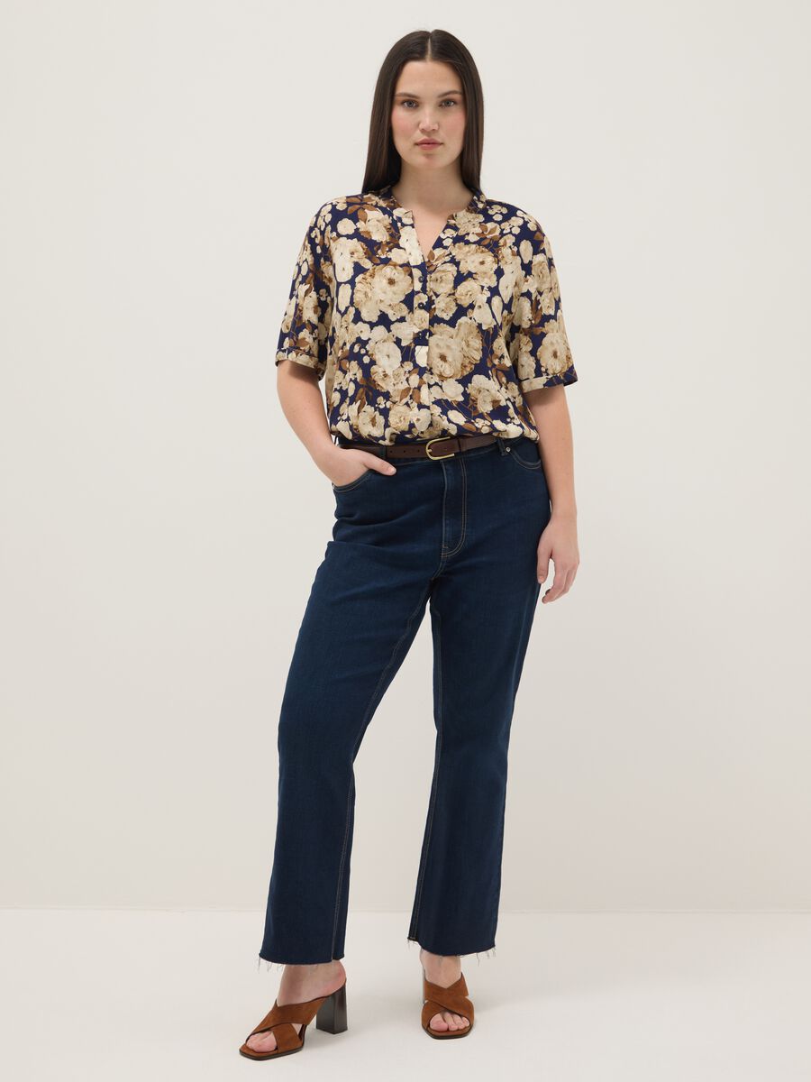 Multicolour pure viscose floral design regular fit shirt_1