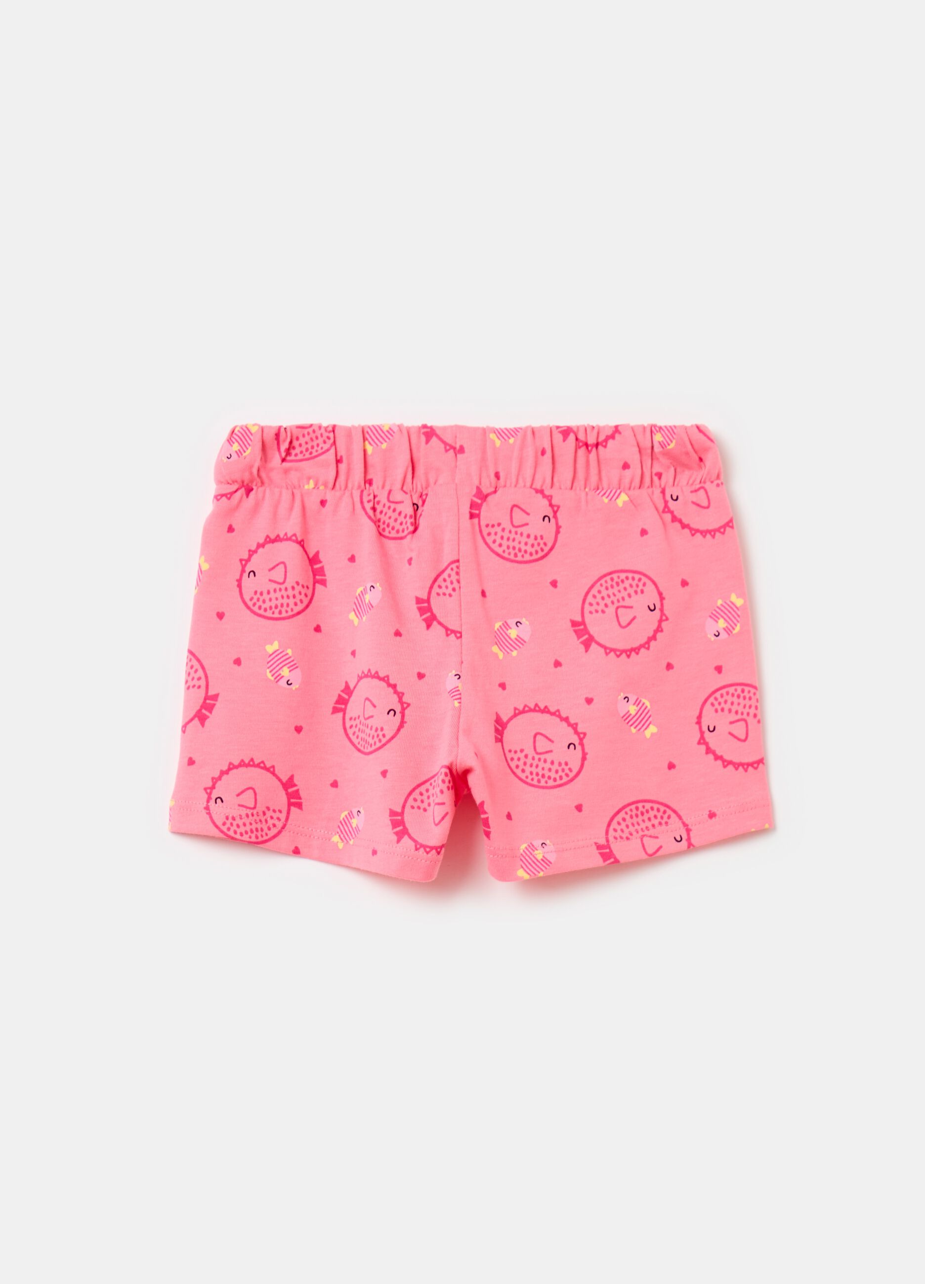 Shorts in jersey con coulisse e stampa