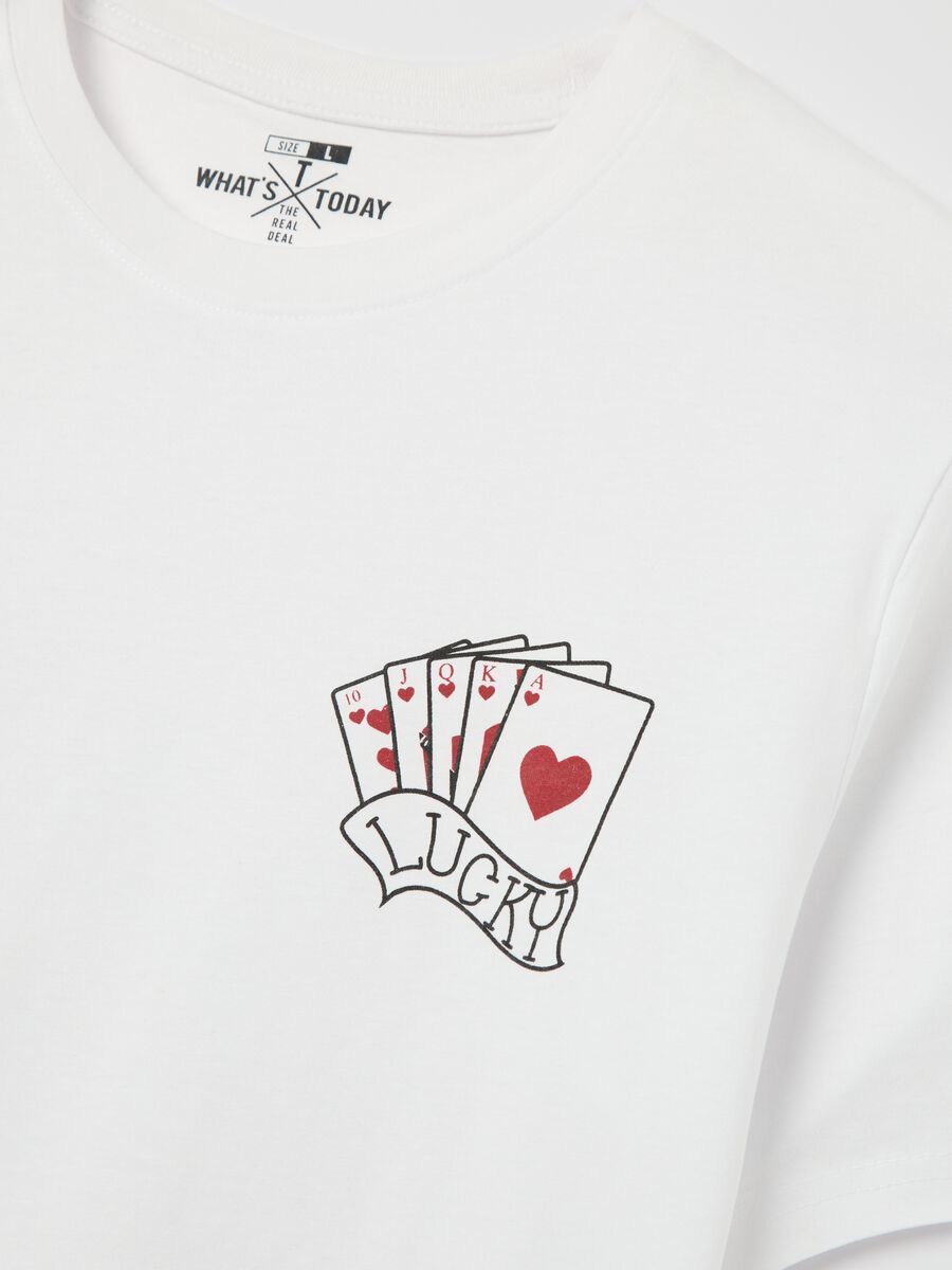 Cotton T-shirt with poker cards print_5