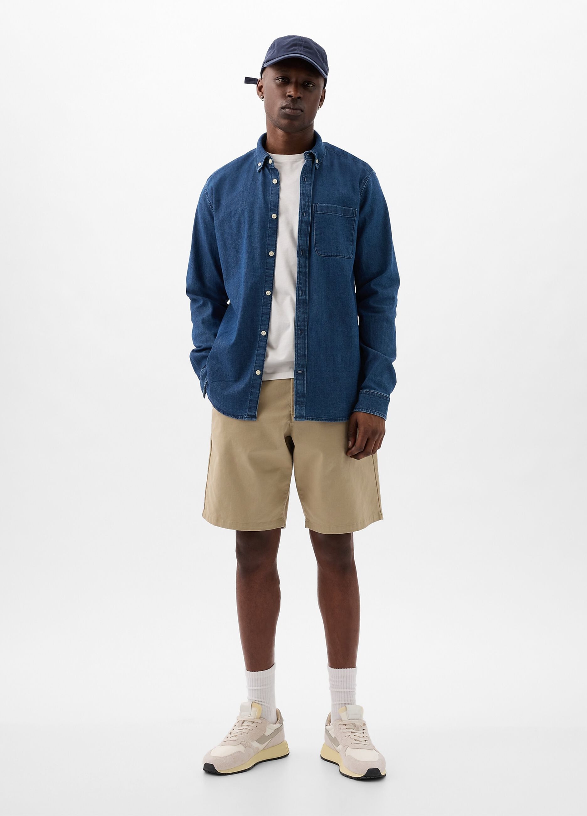 Relaxed-fit Bermuda shorts in stretch cotton