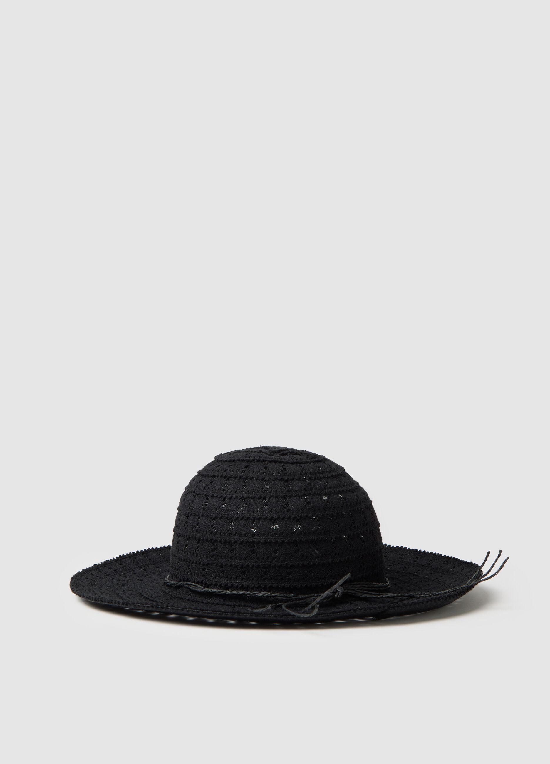 Cappello da donna in misto cotone nero con tesa rilassata