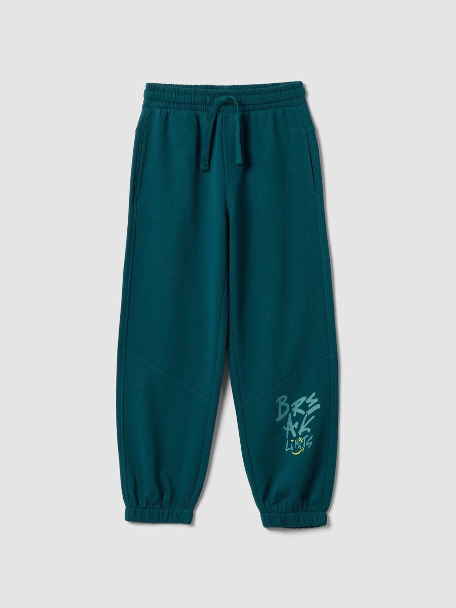 Pantaloni jogger blu in puro cotone_0