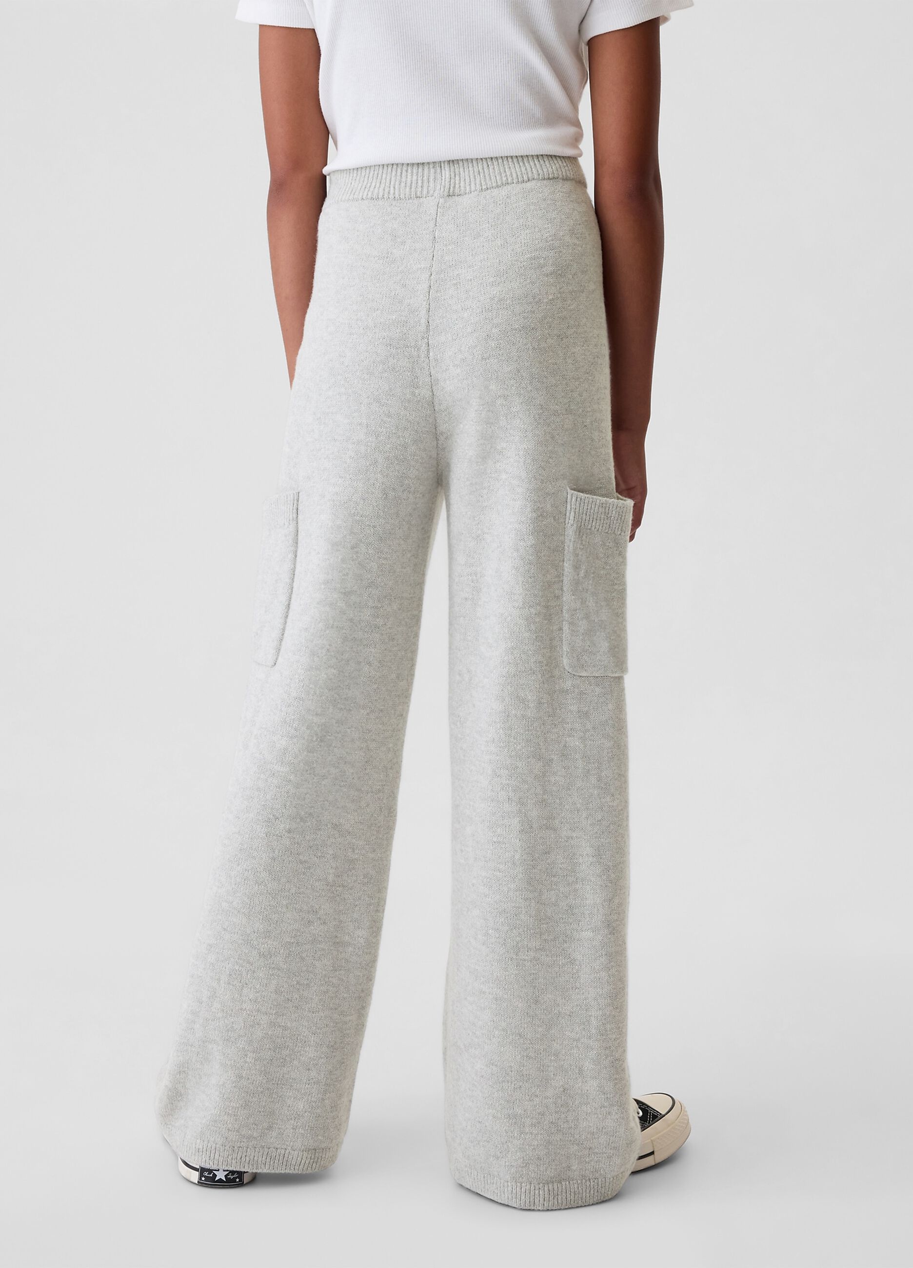 Wide-leg knit trousers