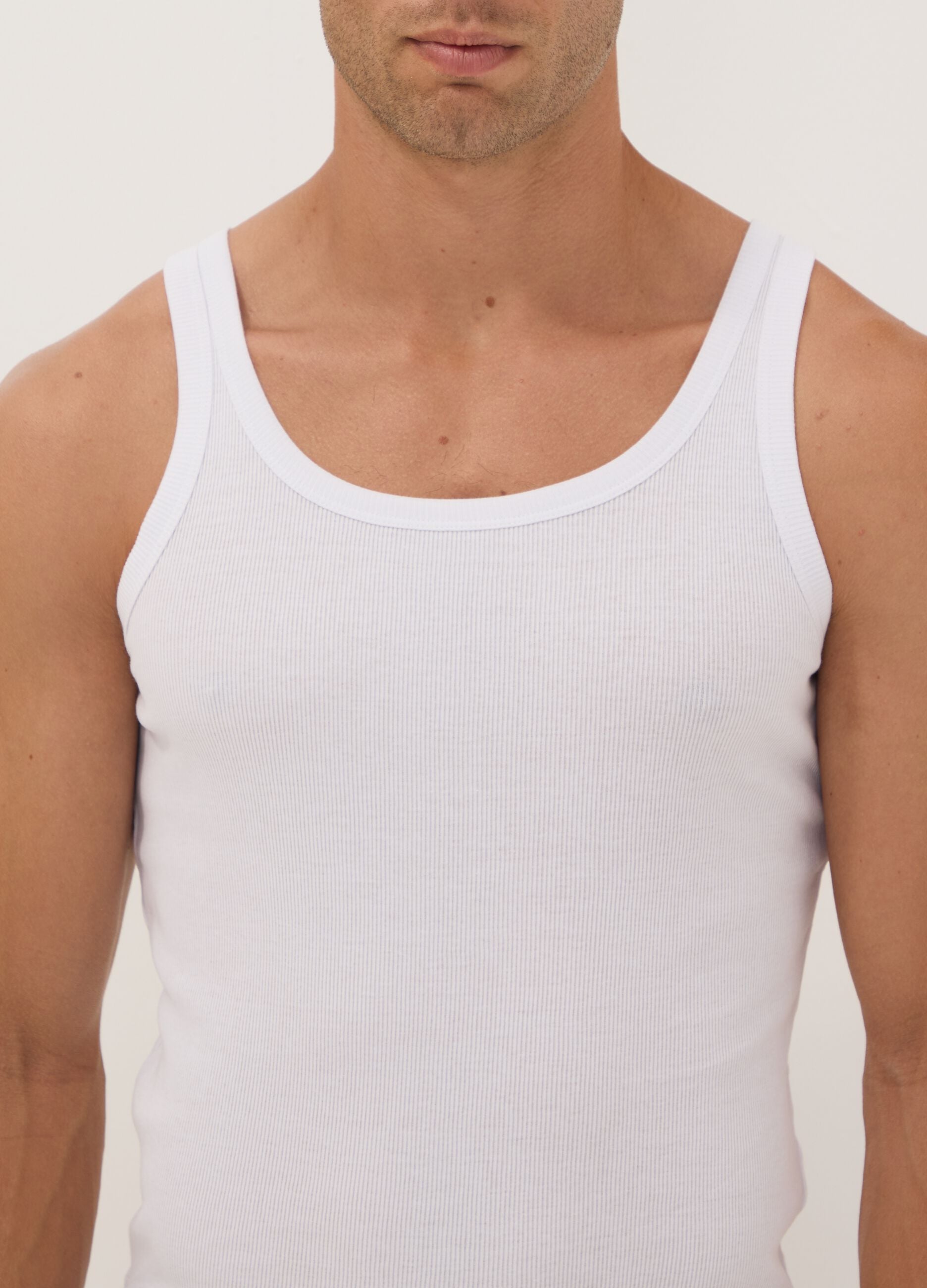 White ribbed vest top in pure organic cotton