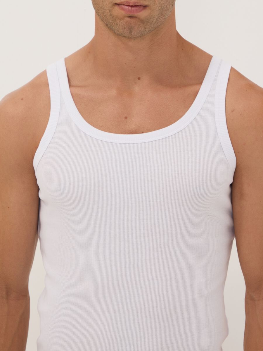 White ribbed vest top in pure organic cotton_1